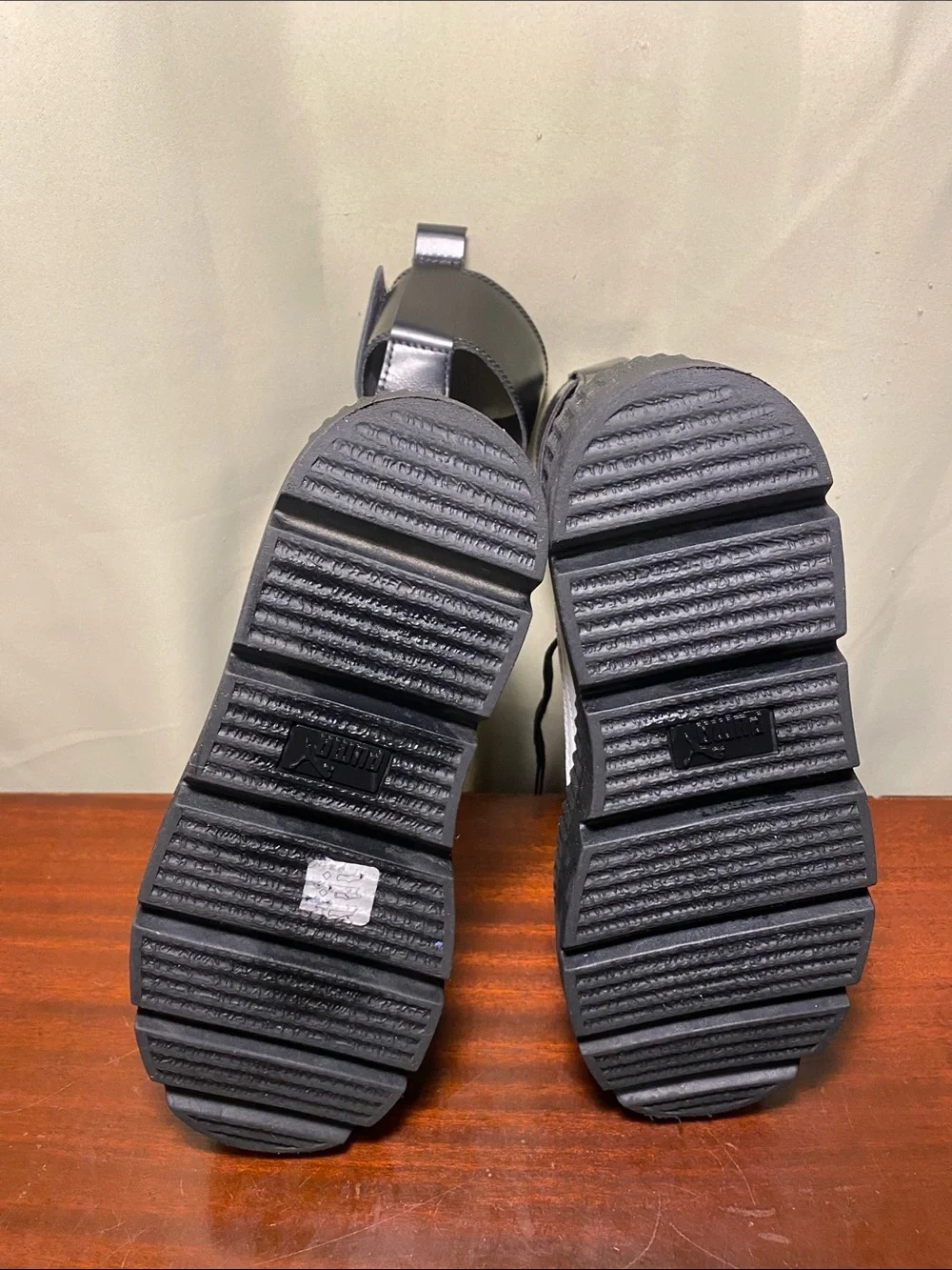 Puma X Rihanna FENTY Ankle Strap Creeper Black Leather Platform Sneakers W 9.5